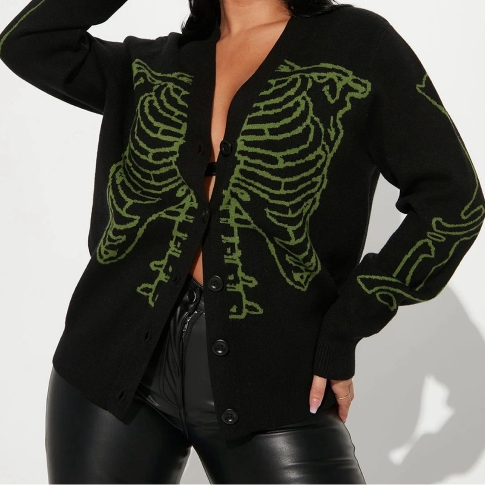 Black Skeleton Cardigan Sweater